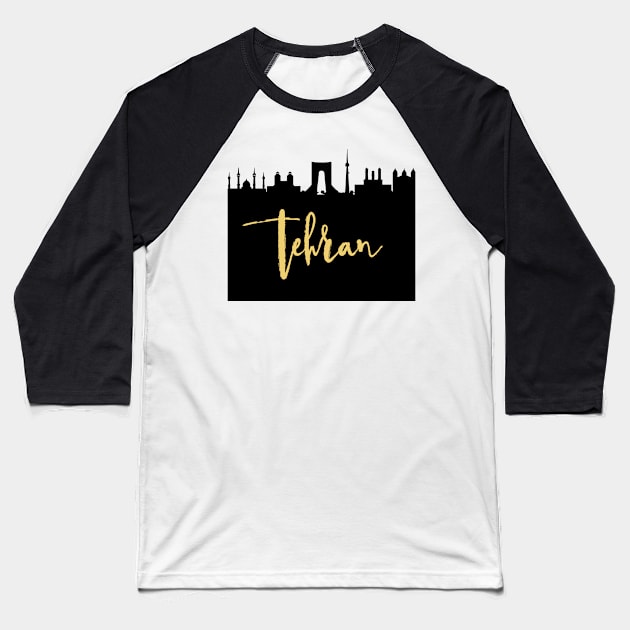 TEHRAN IRAN DESIGNER SILHOUETTE SKYLINE ART Baseball T-Shirt by deificusArt